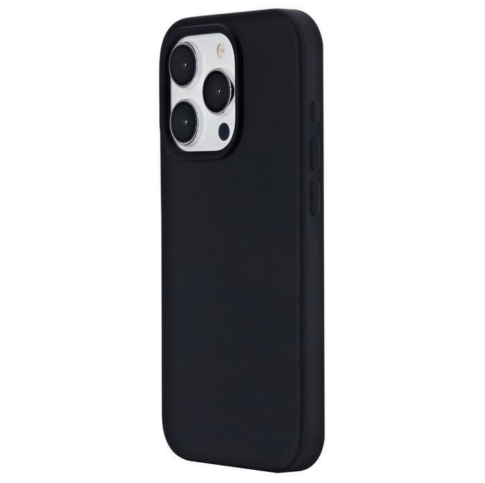 eSTUFF Coque magnétique INFINITE ROME pour iPhone 15 Pro - Silicone, 81% matériaux recyclés, protection chute 2 m, compatible MagSafe - Noir