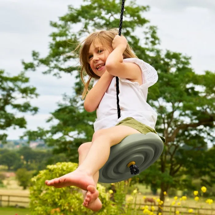 TP TOYS - Balançoire ronde rotomoulée Bouton 360° antidérapante - Pour portique 190 à 250 cm - Kaki