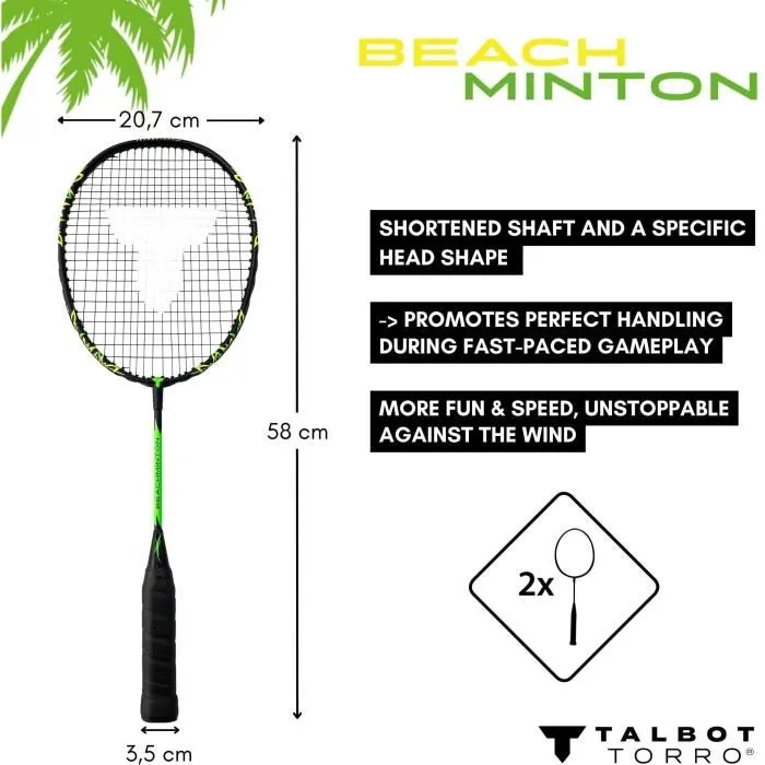 SCHILDKRÖT Set de Beachminton - Raquettes Aluminium et Navettes Résistantes au Vent pour Adultes Tous Niveaux - Parfait pour Jeux Intensifs