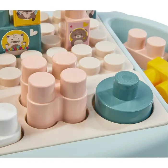 Ecoiffier 7917 Table d'éveil avec 11 briques, 4 formes, 3 engrenages et 3 plaques de jeu - Jouet éducatif pour bébé