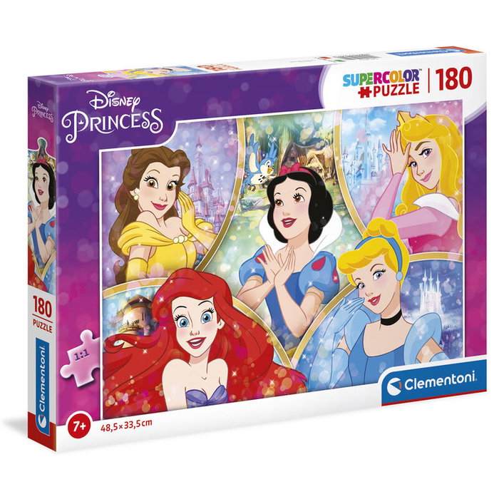 CLEMENTONI Puzzle Princesses Disney 180 pièces - Dimensions du puzzle : 48.5 x 33.5 cm - Dimensions de la boîte : 34.3 x 24.3 x 3.5 cm