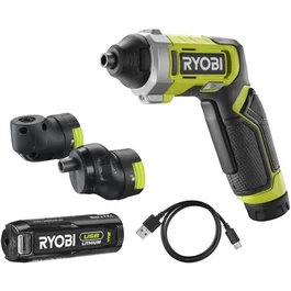 Ryobi Tournevis 4V USB Lithium RSD4-120TA2 avec batterie 2Ah et chargeur