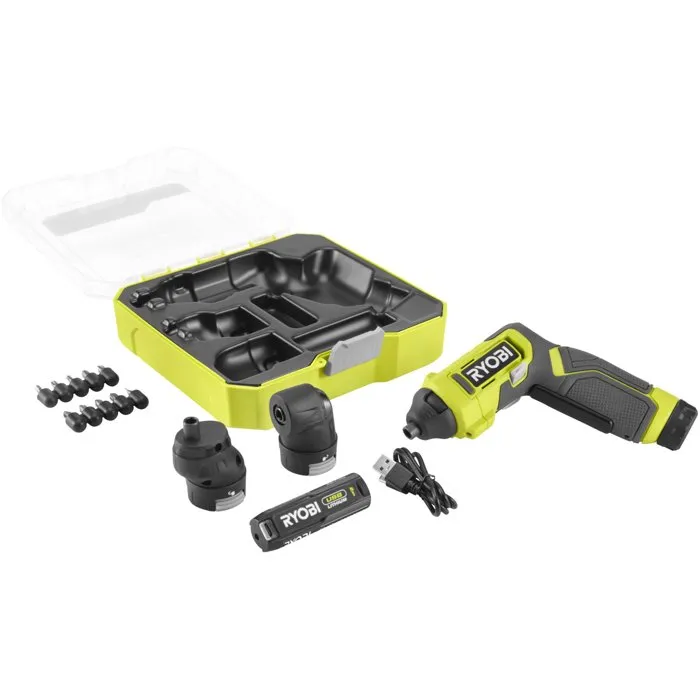 Ryobi Tournevis 4V USB Lithium RSD4-120TA2 avec batterie 2Ah et chargeur