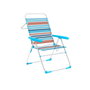 Marbueno Silla Plegable 5 Posiciones Aluminio Rayas Naranjas y Azules Playa y Piscina 59X61X97 cm 10464