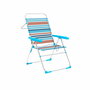 Marbueno Chaise Pliable 5 Positions Aluminium Rayures Orange et Bleu 59X61X97 cm 10464