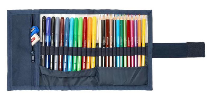 El Ganso Plumier Roulant Eclipse, 27 pièces, trousse scolaire, dimensions 7x20x7 cm