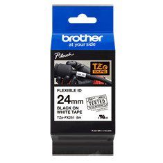 Brother TZe-FX251 Ruban Laminé Flexible Noir sur Blanc 24 mm x 8 m pour Rotulatrice TZ/TZe