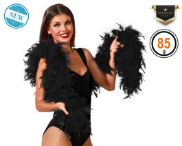 Boa de plumes noir 85 g - Accessoire pour tenue gothique, sorcière, cabaret, années 20 ou Halloween - Élégant et séduisant
