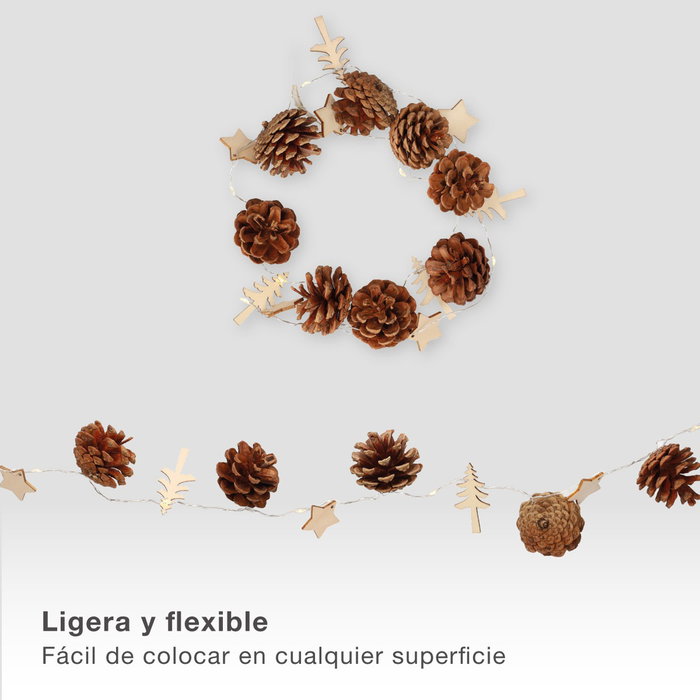 GSC Evolution Guirlande LED étoiles, pommes de pin et arbres 1m Lumière chaude