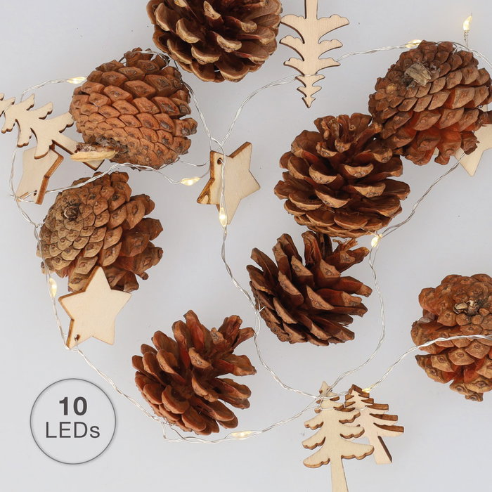 GSC Evolution Guirlande LED étoiles, pommes de pin et arbres 1m Lumière chaude