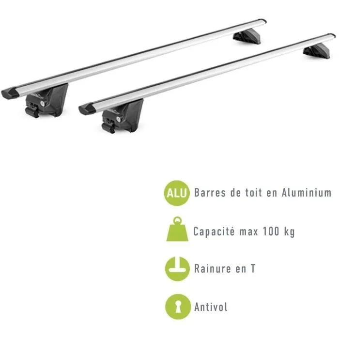 Green Valley EDGE Lot de 2 Barres de toit 112cm Aluminium Railing fermé Maxi 100 kg Gris Green Valley EDGE Lot de 2 Barres de toit 112cm Aluminium Railing fermé Maxi 100 kg Gris