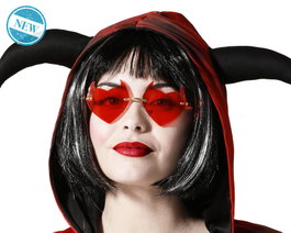 Atosa Lunettes Rouges avec Cornes de Démon pour Déguisement Diabolique