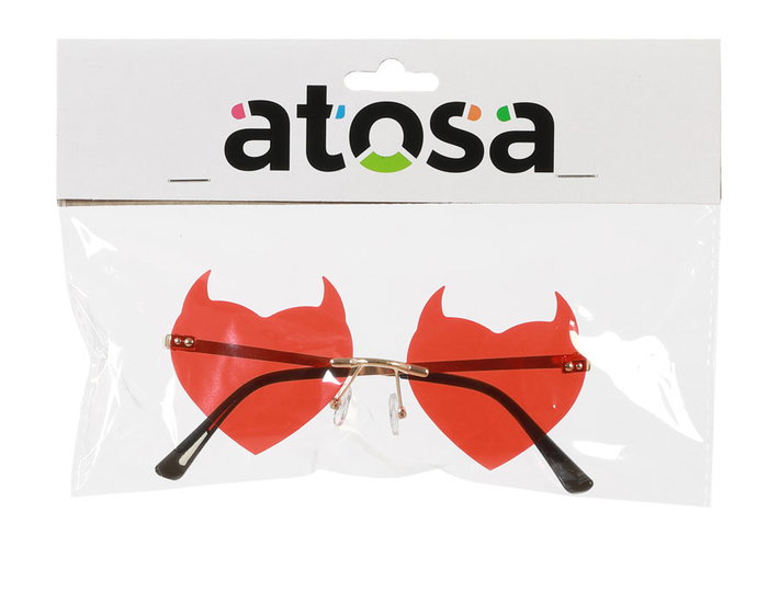 Gafas de déguisement démoniaques rouges avec cornes - Lunettes accessoire Halloween ou soirée d'horreur