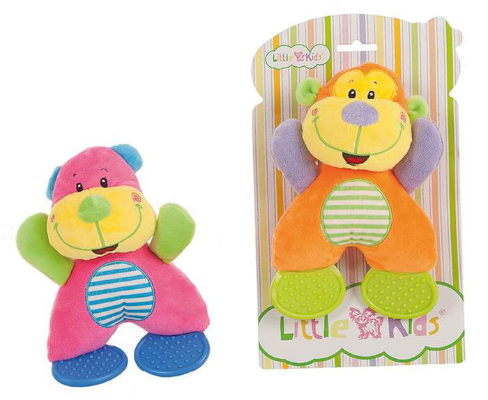 Creaciones Llopis Lot de 4 peluches d'animaux avec anneau de dentition pattes 20 cm - modèles assortis