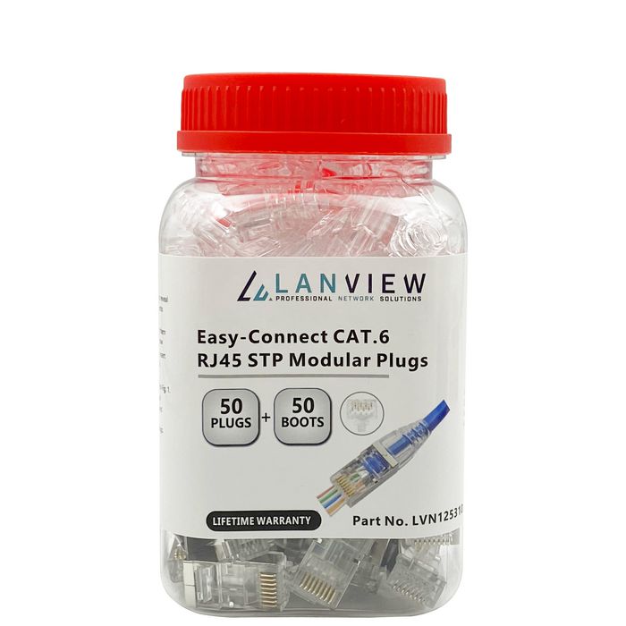 Lanview Connecteur RJ45 STP Cat6 pour conducteur souple/rigide AWG23-24 Lanview Connecteur RJ45 STP Cat6 pour conducteur souple/rigide AWG23-24