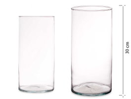 GIFTDECOR Vase Cylindrique en Verre Transparent 15cm x 30cm