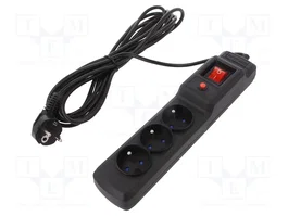 ARMAC Multiprise parafoudre avec 3 prises et cordon de 5m, noir