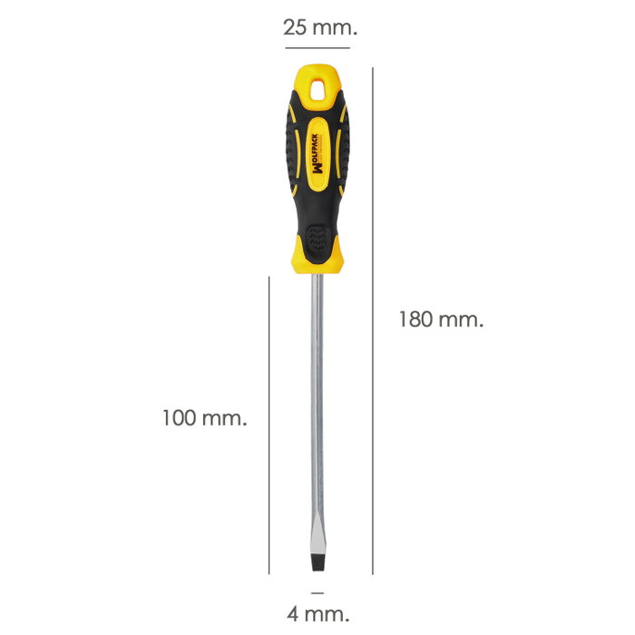 WOLFPACK LINEA PROFESIONAL Tournevis bimatériau à embout plat 4x100 mm