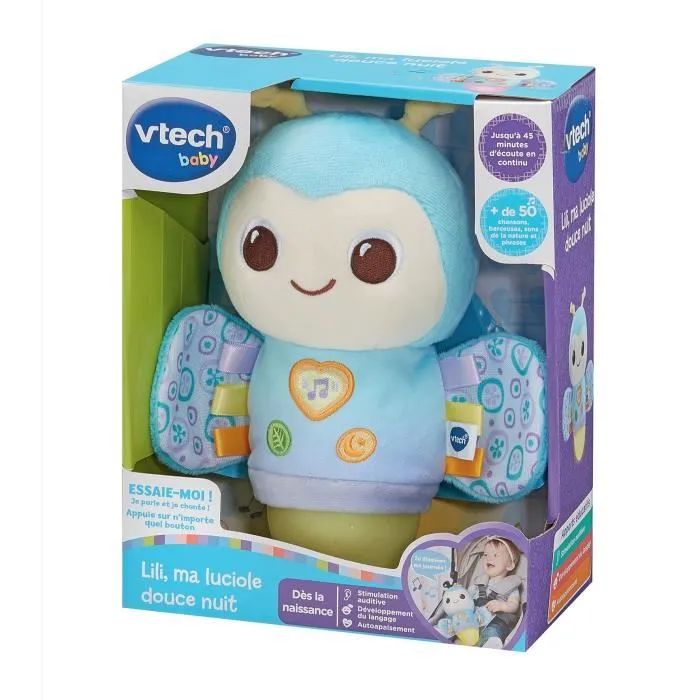 Vtech Peluche lumineuse bébé Lili la luciole avec mélodies, sons nature et minuterie - Modèle 0 mois+
