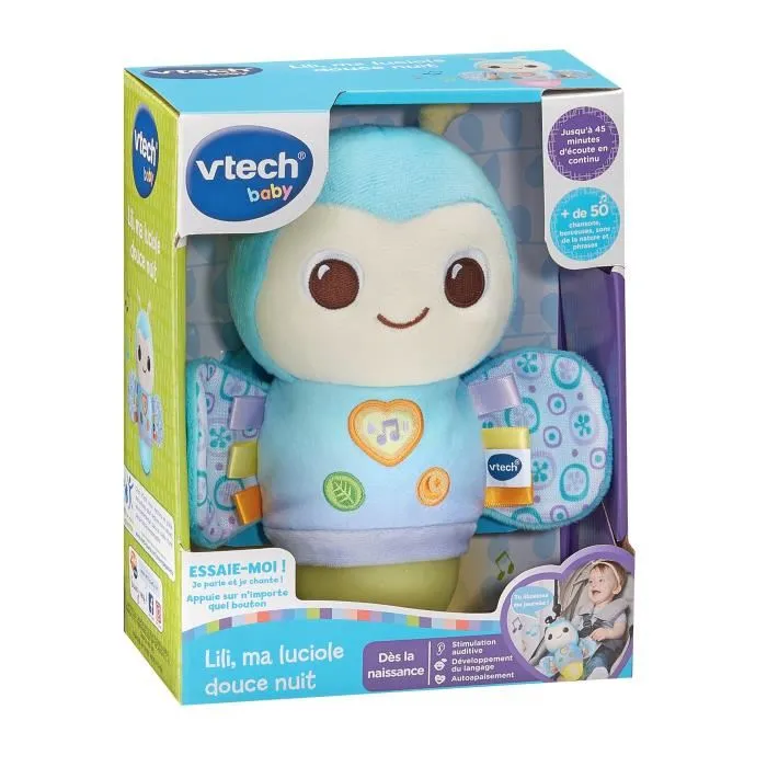 Vtech Peluche lumineuse bébé Lili la luciole avec mélodies, sons nature et minuterie - Modèle 0 mois+