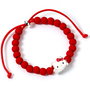 THE CARAT SHOP Bracelet Hello Kitty Ajustable en Alliage de Zinc avec Charme Nacré et Perles Rouges Mate pour Poignet 17 à 21 cm