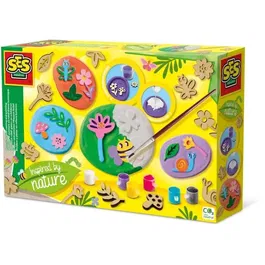 Ses Creative Kit Loisirs Créatifs - Moulage et Peinture en Relief Thème Botanique pour Carreaux de Plâtre, Modèle Unique à partir de 5 Ans
