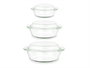 Vivalto Set de 3 Casseroles en Borosilicate Transparent 700 ml, 1 L et 1,5 L 24x14x21 cm (Set de 4)