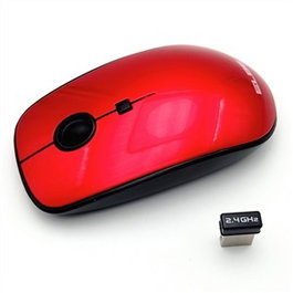 ELBE RT-111 Souris sans fil rouge ambidextre avec batterie incluse et récepteur USB nano, DPI ajustable (800/1200/1600) pour ordinateur portable et télétravail