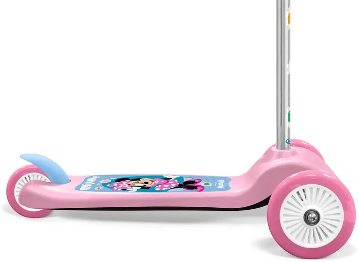 Minnie Trottinette 3 Roues MN432045 pour Enfants avec Système de Direction - Rose - Roulements ABEC 5, Plateau Antidérapant et Frein Arrière