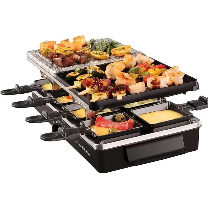 Russell Hobbs Multi Raclette 3-en-1 - Appareil à raclette, pierre de cuisson et grill réversible - 1400W - Jusqu'à 8 personnes - Référence 26280-56 Russell Hobbs Multi Raclette 3-en-1 - Appareil à raclette, pierre de cuisson et grill réversible - 1400W - Jusqu'à 8 personnes - Référence 26280-56
