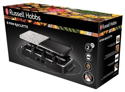 Russell Hobbs Multi Raclette 3-en-1 - Appareil à raclette, pierre de cuisson et grill réversible - 1400W - Jusqu'à 8 personnes - Référence 26280-56