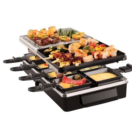 Russell Hobbs Multi Raclette 3-en-1 - Appareil à raclette, pierre de cuisson et grill réversible - 1400W - Jusqu'à 8 personnes - Référence 26280-56