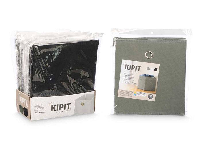 Kipit Boîte Pliante Organisatrice 28,5x31,5x30 cm Tissu/Carton/Métal Blanc Gris Noir (Set de 24) Kipit Boîte Pliante Organisatrice 28,5x31,5x30 cm Tissu/Carton/Métal Blanc Gris Noir (Set de 24)