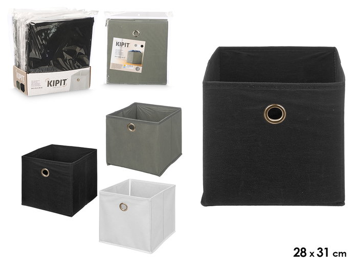 Kipit Boîte Pliante Organisatrice 28,5x31,5x30 cm Tissu/Carton/Métal Blanc Gris Noir (Set de 24) Kipit Boîte Pliante Organisatrice 28,5x31,5x30 cm Tissu/Carton/Métal Blanc Gris Noir (Set de 24)