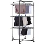 Leifheit Tower Classic Tower 270 Noir - Sèche-linge Tour Pliable 3 Niveaux avec 27 m d'Étendage, Grilles Rabattables et 4 Roulettes Pivotantes - Gain de Place
