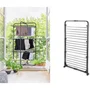 Leifheit Tower Classic Tower 270 Noir - Sèche-linge Tour Pliable 3 Niveaux avec 27 m d'Étendage, Grilles Rabattables et 4 Roulettes Pivotantes - Gain de Place