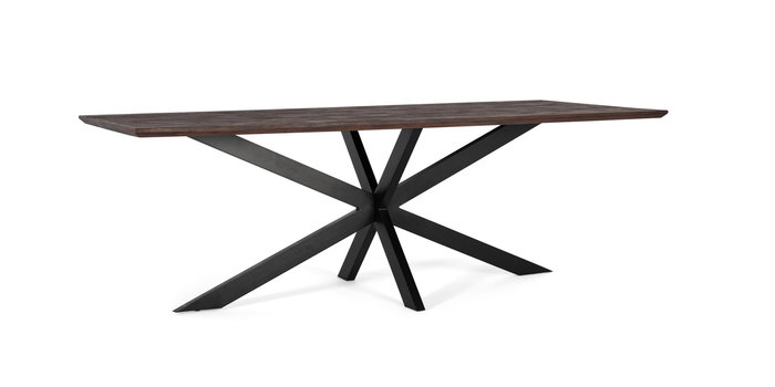 GINER Y COLOMER Table de Salle à Manger en Bois d'Acacia et Patins en Métal, Finition Noire, Modèle Industriel, 230 cm de Longueur
