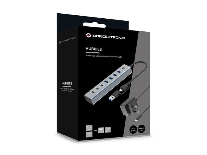 Conceptronic HUBBIES20GP Hub USB 3.2 Gen 1 7 ports (3 USB-C + 4 USB-A) Gris Conceptronic HUBBIES20GP Hub USB 3.2 Gen 1 7 ports (3 USB-C + 4 USB-A) Gris