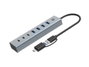 Conceptronic HUBBIES20GP Hub USB 3.2 Gen 1 7 ports (3 USB-C + 4 USB-A) Gris