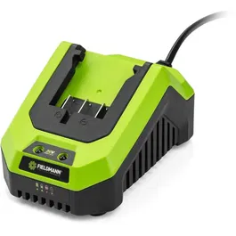 Fieldmann - Chargeur pour batterie 20V, recharge 2Ah en 60 min, compatible modèles 2Ah et 4Ah, indication LED, protection contre la surchauffe