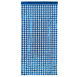 Cortina Métallisée Décorative à Cœurs Bleus 200 x 100 cm - Décoration pour Fêtes (St-Valentin, Baby Shower, Anniversaires)