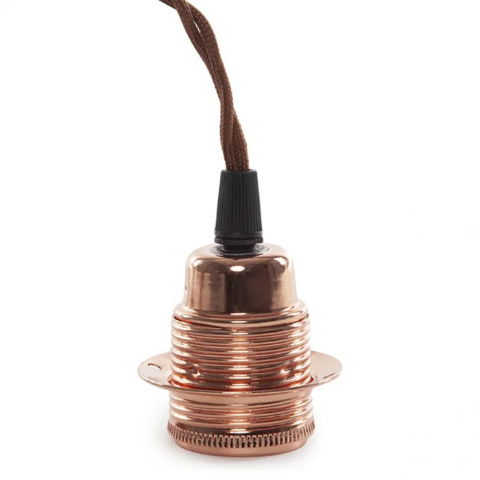 Pendule Douille E27 Cable Tressé Tissu 1000mm Rosace Métal SC-MPL007