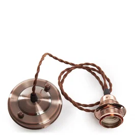 Pendule Douille E27 Cable Tressé Tissu 1000mm Rosace Métal SC-MPL007