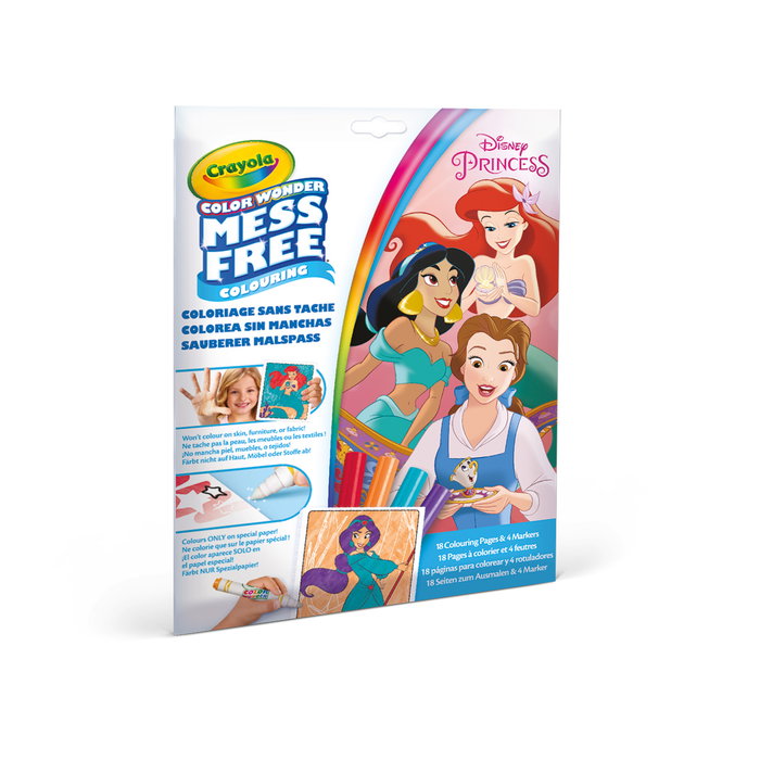 Crayola Color Wonder - Jeu de coloriage sans taches Princesses Disney (Langue: espagnol) - 18 pages et 4 marqueurs - Réf. 75-2813 - À partir de 3 ans Crayola Color Wonder - Jeu de coloriage sans taches Princesses Disney (Langue: espagnol) - 18 pages et 4 marqueurs - Réf. 75-2813 - À partir de 3 ans