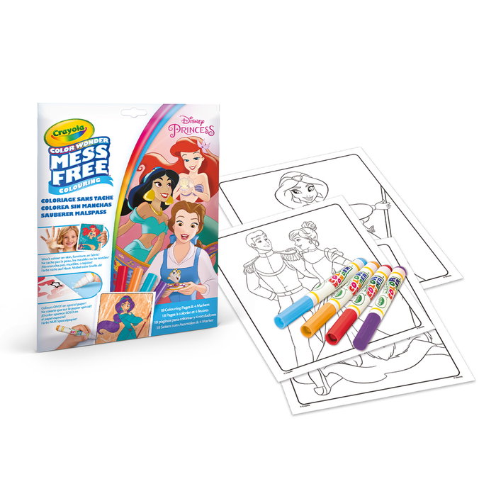 Crayola Color Wonder - Jeu de coloriage sans taches Princesses Disney (Langue: espagnol) - 18 pages et 4 marqueurs - Réf. 75-2813 - À partir de 3 ans Crayola Color Wonder - Jeu de coloriage sans taches Princesses Disney (Langue: espagnol) - 18 pages et 4 marqueurs - Réf. 75-2813 - À partir de 3 ans