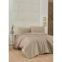 Parure de lit King 240 x 220 cm - 1 Housse de couette + 2 Taies d'oreiller 60 x 60 cm - 100% Coton renforcé - Beige - Fermeture par boutons et enveloppe