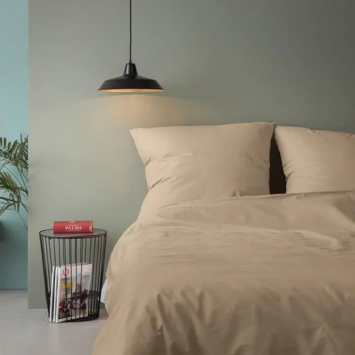 Parure de lit King 240 x 220 cm - 1 Housse de couette + 2 Taies d'oreiller 60 x 60 cm - 100% Coton renforcé - Beige - Fermeture par boutons et enveloppe Parure de lit King 240 x 220 cm - 1 Housse de couette + 2 Taies d'oreiller 60 x 60 cm - 100% Coton renforcé - Beige - Fermeture par boutons et enveloppe