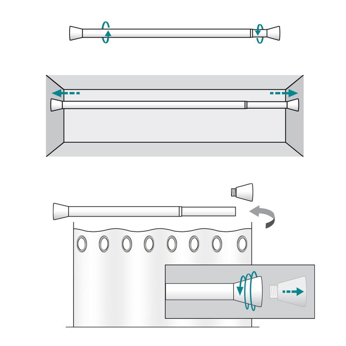 Cintacor - Storplanet Barre de rideau extensible à pression sans perçage bois Ø2,8 - 2,5 x 120-210 cm Cintacor - Storplanet Barre de rideau extensible à pression sans perçage bois Ø2,8 - 2,5 x 120-210 cm
