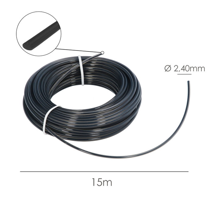 WOLFPACK LINEA PROFESIONAL Fil Nylon Professionnel Rond Ø 2,4 mm, Rouleau 15 m