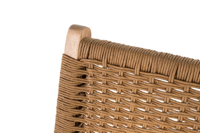 GINER Y COLOMER - Lot de 2 chaises en bois de caoutchouc avec assise en fibre synthétique tressée - Design contemporain - Couleur naturelle - 86 x 57 x 50 cm